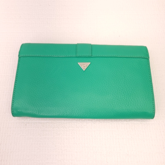 Sam Edelman Green Leather Wallet Money Card Holder Coin Purse Clutch - Picture 9 of 11